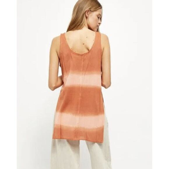 Free People Women's Joni Maxi Cotton Sleeveless Tunic Tank Top Size M In Orange - Picture 3 of 9